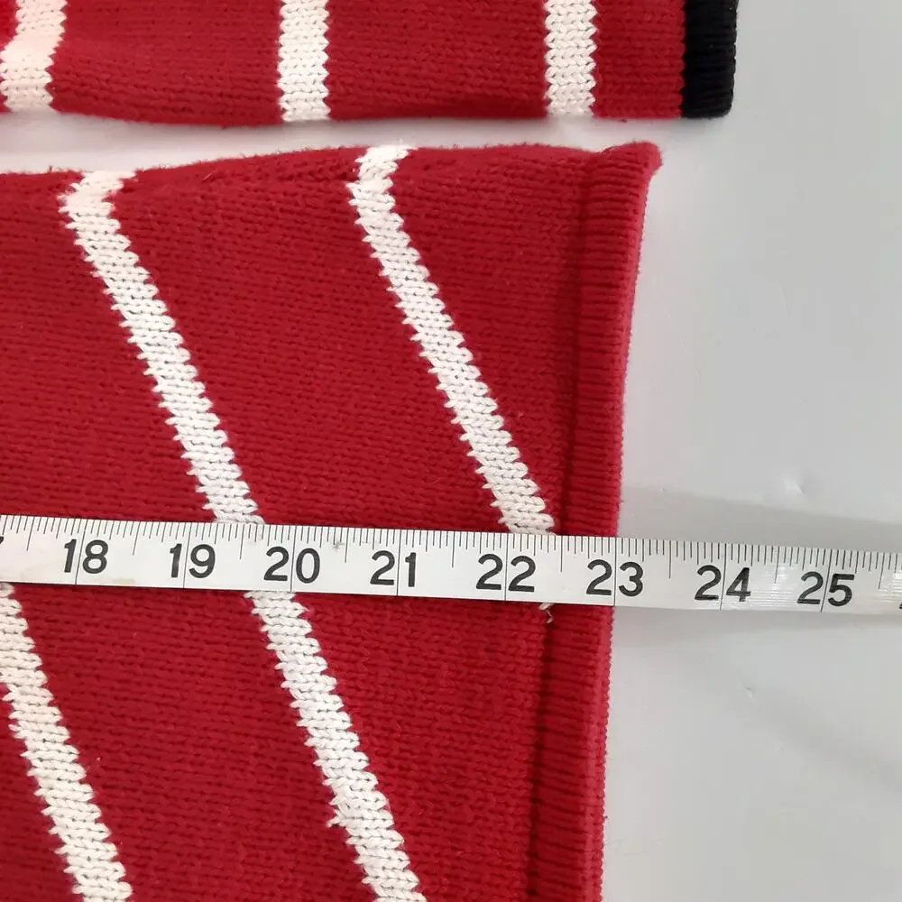 Vintage 80s Mock Neck Sweater Red White Chevron Pullover Nautical Stripe Preppy